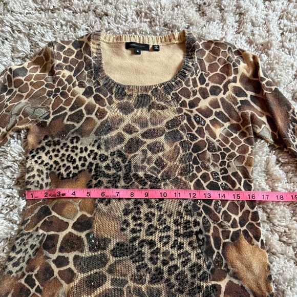 BCBG BEADED LEOPARD PRINT SWEATER - Picture 5 of 8